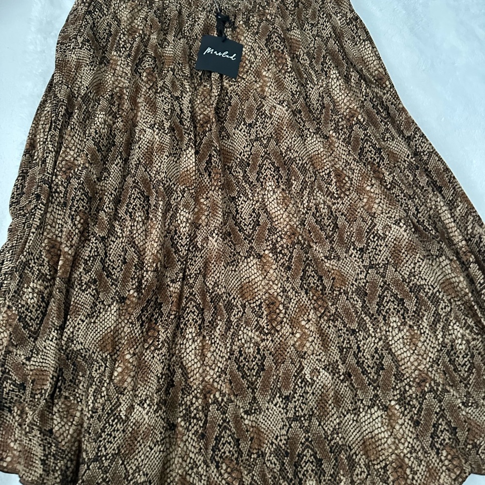 Marled Brown Snake Print A-Line Skirt